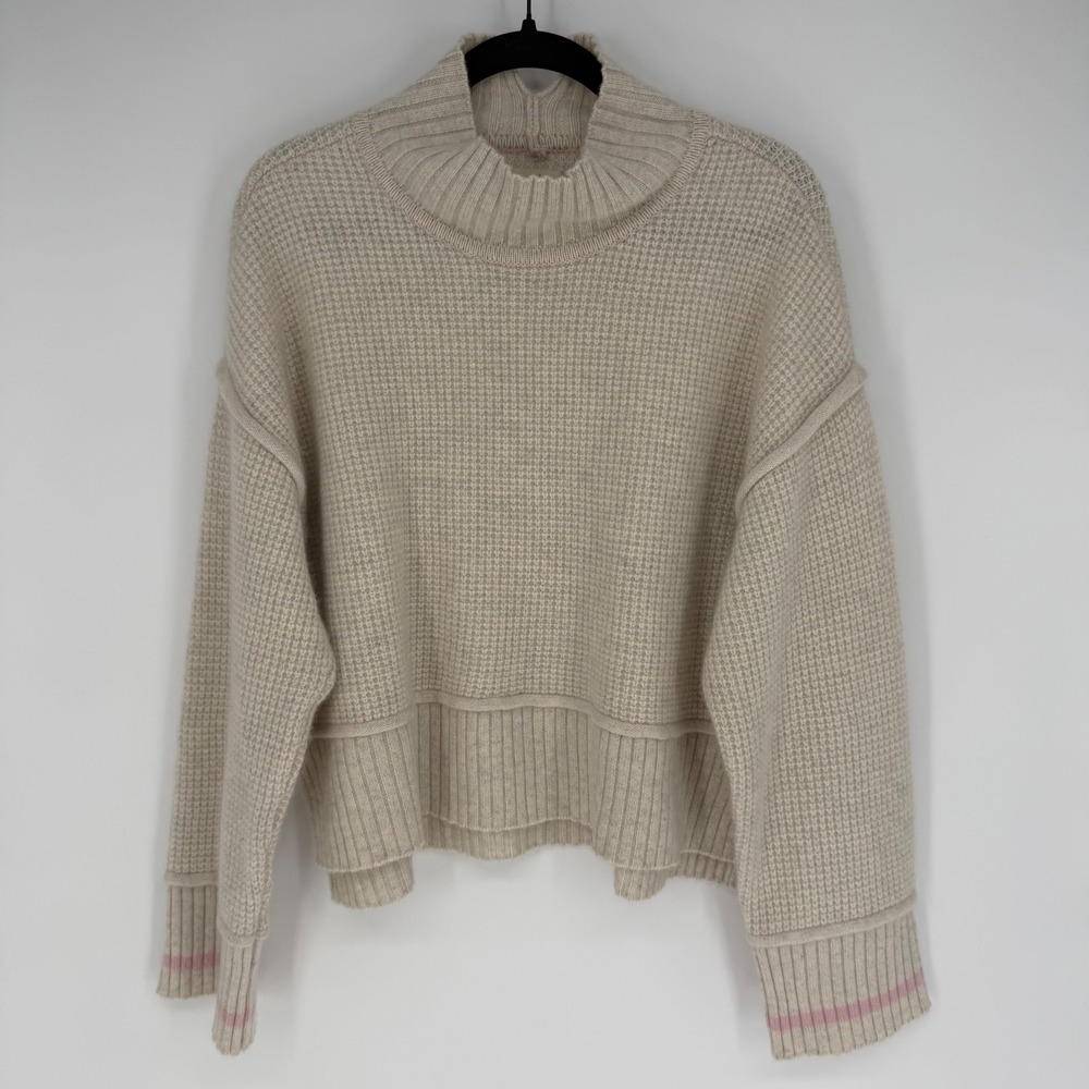 PILCRO CASHMERE COCOABELLA MOCK-NECK SWEATER MEDIUM NWT $348 WAFFLE KNIT LUXURY